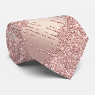 Special Neck Tie - Rose Gold Blush Glitter Drips