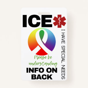 Special Needs Autistic ICE (In Case of Emergency) ID Badge