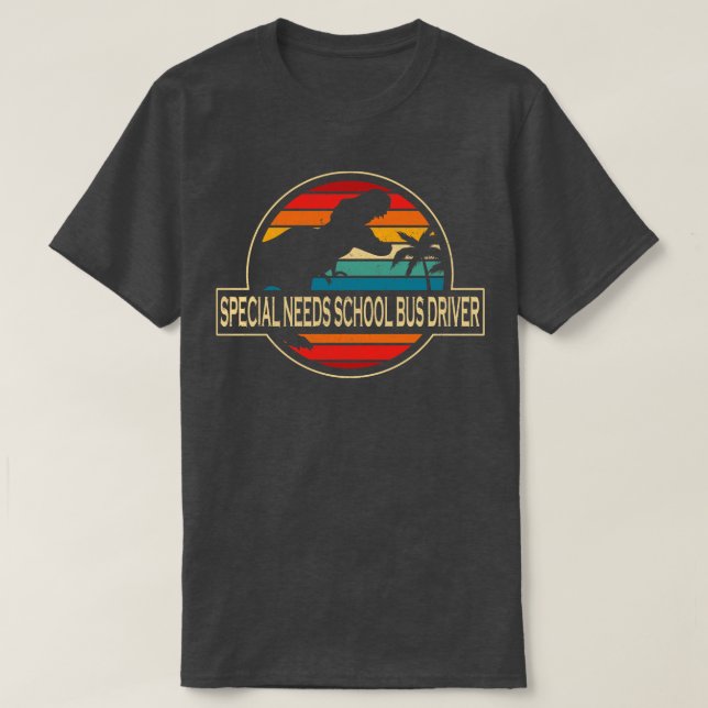 Special Needs School Bus Driver Dinosaur T-Shirt (Design Front)