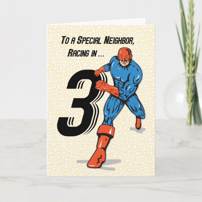 Special Neighbour 3rd Birthday Superhero Card (Front)