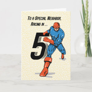 Special Neighbour 5th Birthday Superhero Card