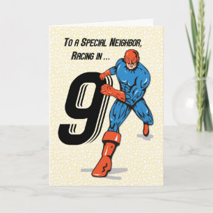 Special Neighbour 9th Birthday Superhero Card