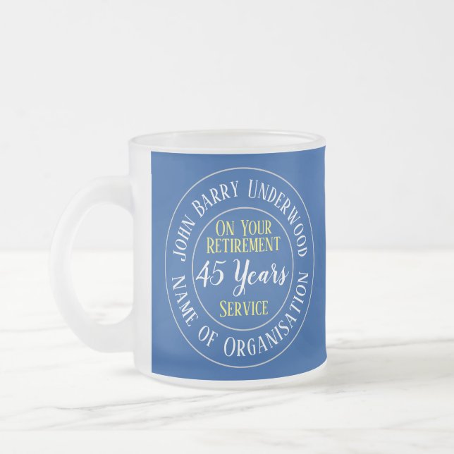 Special Occasion Employee Retirement Frosted Glass Coffee Mug (Left)