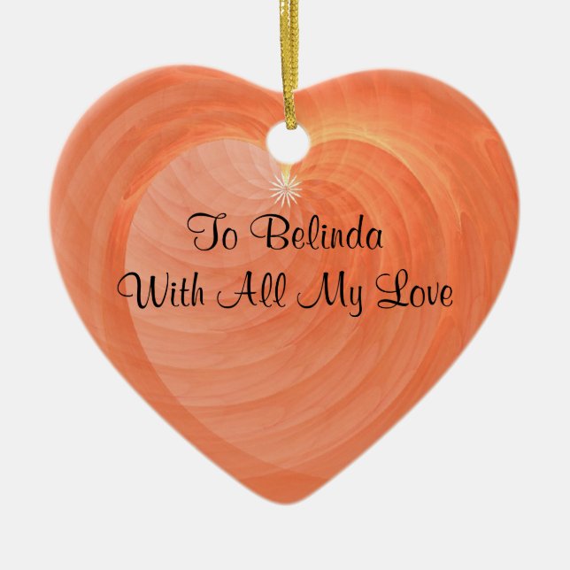 Special Occasion Romantic Ribbed Heart Keepsake Ceramic Tree Decoration (Front)