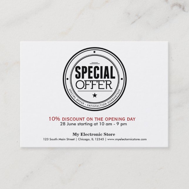 Special Offer Business Card (Front)