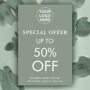 Special Offer Discount Final Sale Sage Green Logo Poster