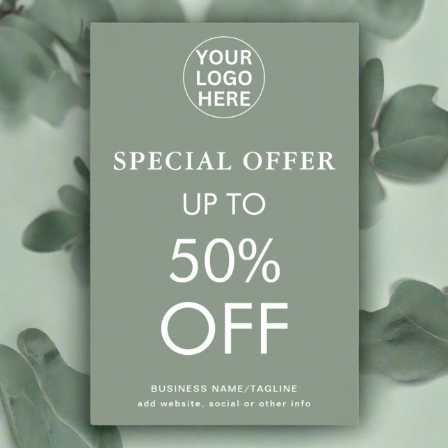 Special Offer Discount Final Sale Sage Green Logo Poster (Creator Uploaded)