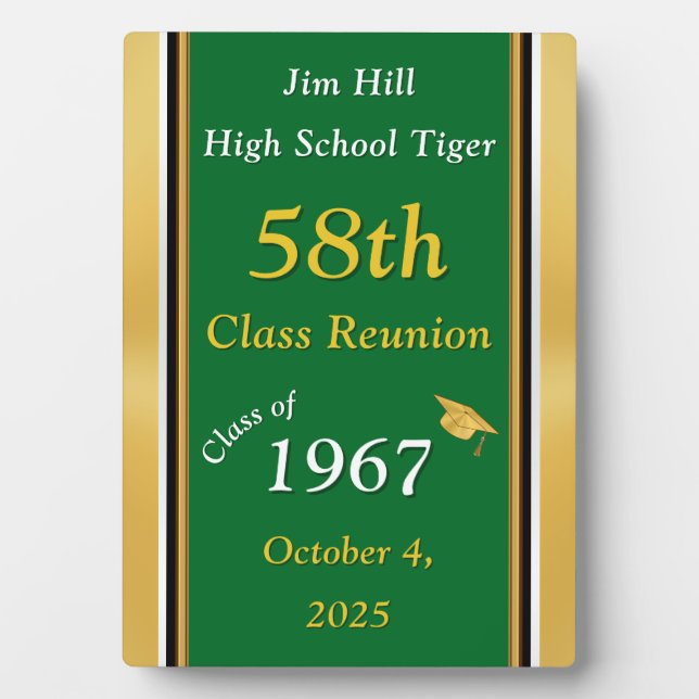 Special Order, Green and Gold Class Reunion Plaque (Front)