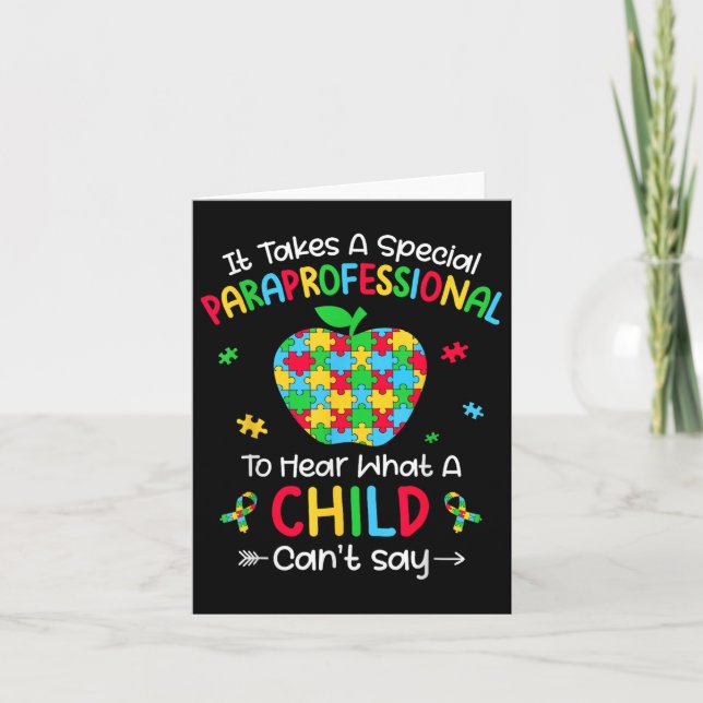 Special Paraprofessional Autism Awareness Teacher  Card (Front)