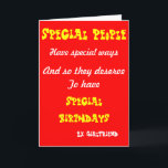 Special people-Ex girlfriend birthday cards<br><div class="desc">birthday greeting cards with dedication to a special ex girlfriend</div>