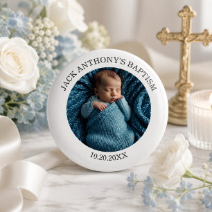 Special Photo Boy's Baptism Favour 6 Cm Round Badge