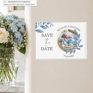 Special Photo Boy's Baptism Save the Date Magnet