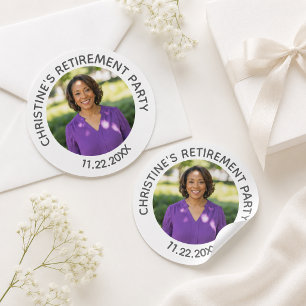 Special Photo Elegant Retirement Party Classic Round Sticker