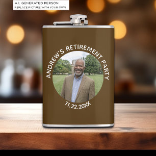 Special Photo Elegant Retirement Party Hip Flask