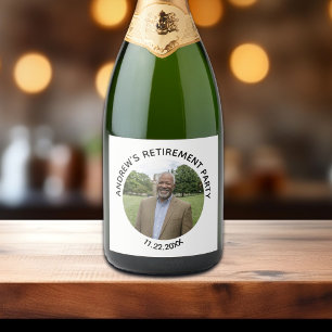 Special Photo Elegant Retirement Party Sparkling Wine Label