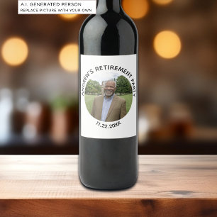 Special Photo Elegant Retirement Party Wine Label