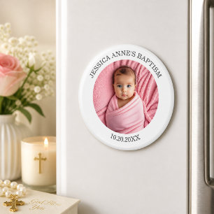 Special Photo Girl's Baptism Favour Magnet