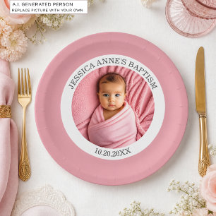 Special Photo Girl's Baptism   Paper Plate
