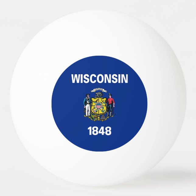 Special ping pong ball with Flag of Wisconsin, USA (Back)