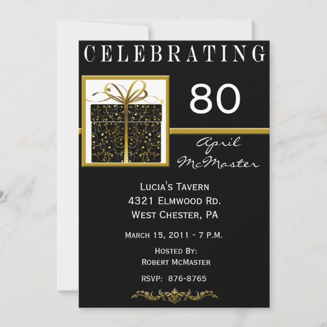 Special Present 80th Birthday Party Invitation (Front)