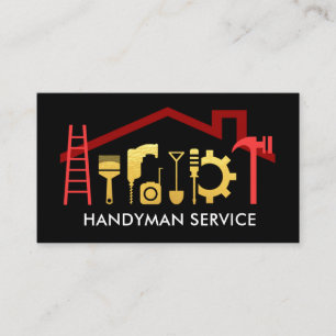 Special Red Roof Frame Handyman Tools Business Card