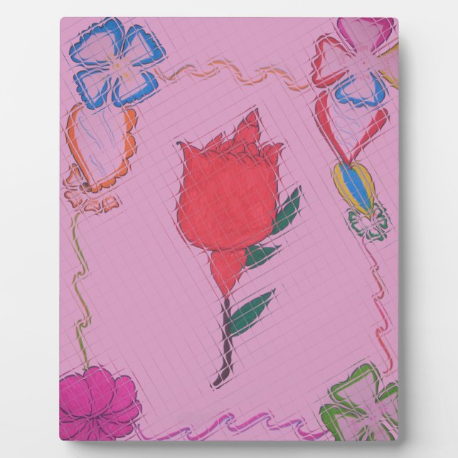 Special Rose Tile Art Graphic Design Plaque (Front)