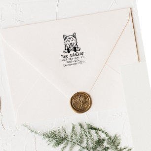 Special Size Husky Dog Return Address Rubber Stamp