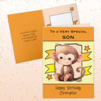 Special Son monkey kids orange birthday