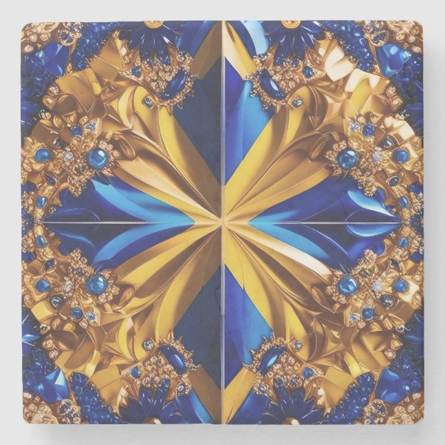 Special stone coaster with Sweden Colours (Front)