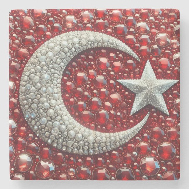 Special stone coaster with Turkish Colours (Front)