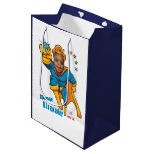 Special Superhero Amazing Flying Photo Birthday Medium Gift Bag