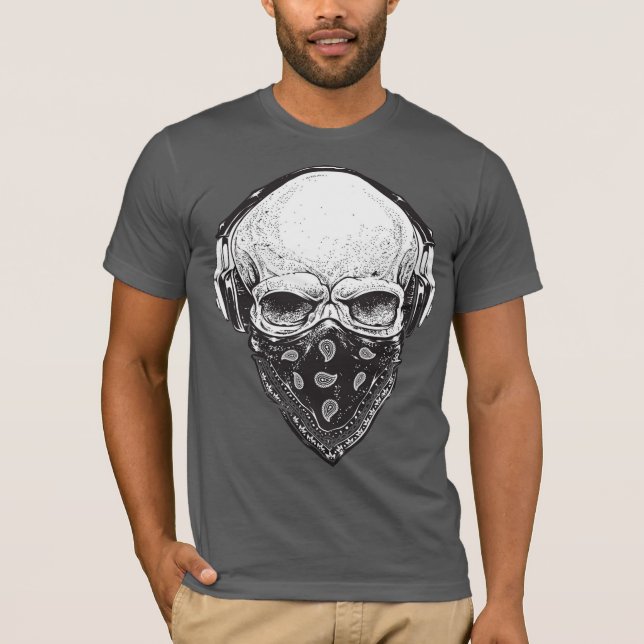 Special t-shirt for men with masked skull design (Front)