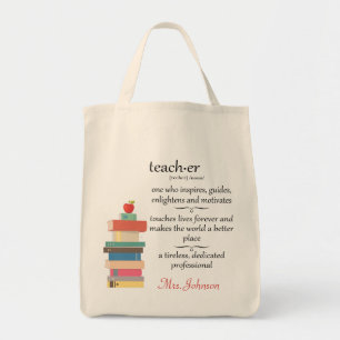 Special Teacher Definition Books Apple Name Custom Tote Bag