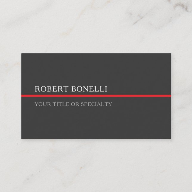Special Unique Grey Red Elegant Modern Business Card (Front)
