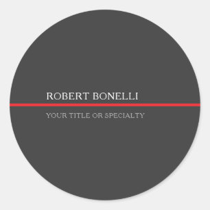 Special Unique Grey Red Elegant Modern Classic Round Sticker