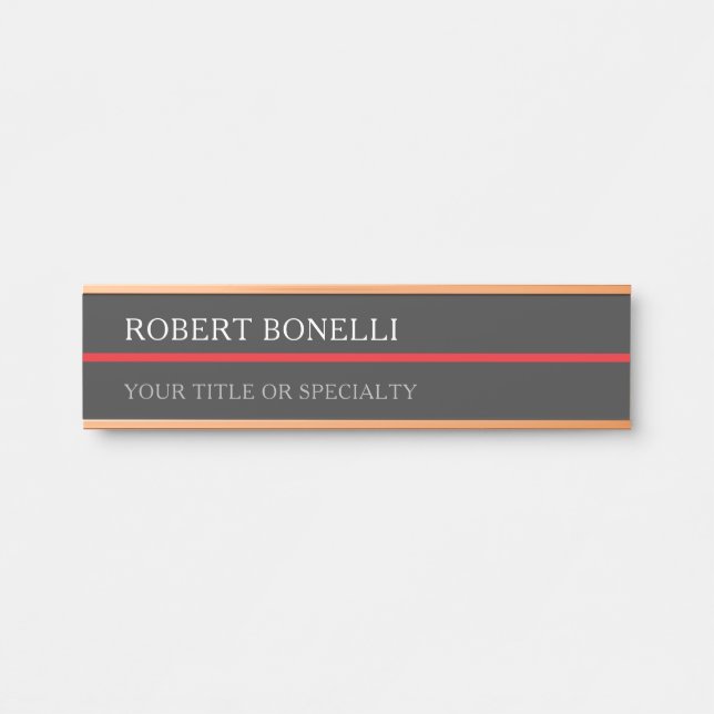 Special Unique Grey Red Elegant Modern Door Sign (Front)