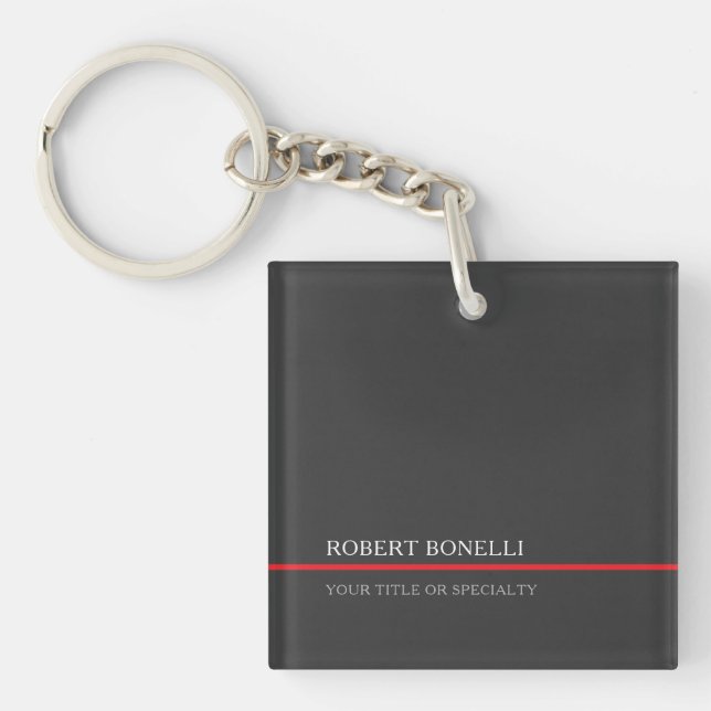 Special Unique Grey Red Elegant Modern Key Ring (Front)
