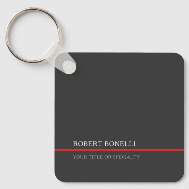 Special Unique Grey Red Elegant Modern Key Ring (Front)