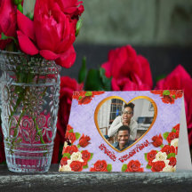 Special Valentine Roses Gold Heart Add Your Photo