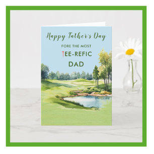 Special  Watercolor Father's Day Card Golf Theme