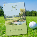 Special  Watercolor Golf Course Monogram Name Towel<br><div class="desc">A unique golf towel for the men in your life -- treat them with this scenic and special,  easily personalised golf towel with monogram and first name.  Any design questions,  just send a chat and we'll be delighted to assist.</div>