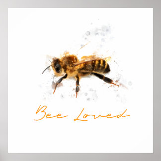 Special Watercolour Bee Loved poster Matte