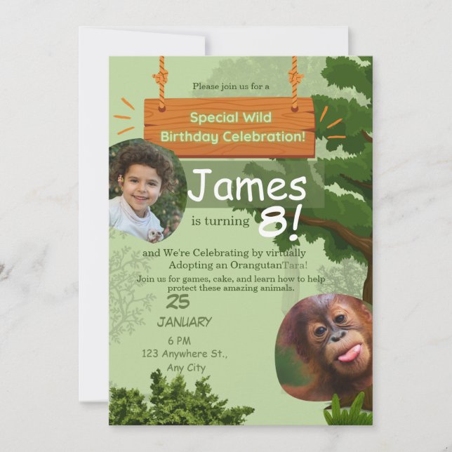 special wild adoption birthday celebration invitation (Front)