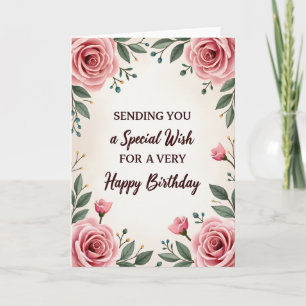 Special Wish Floral Birthday Card