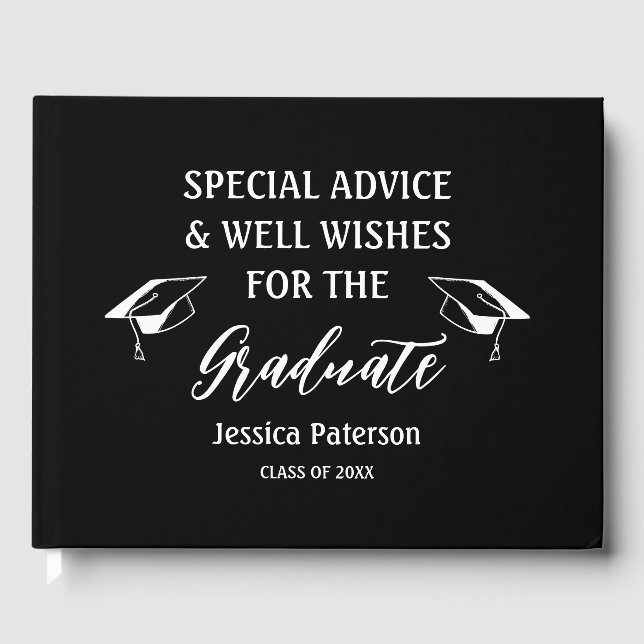 Special Wishes Advices For The Graduate Black Guest Book (Front)
