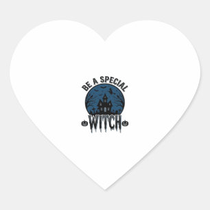 Special Witch Halloween Vintage Engraving Design_1 Heart Sticker