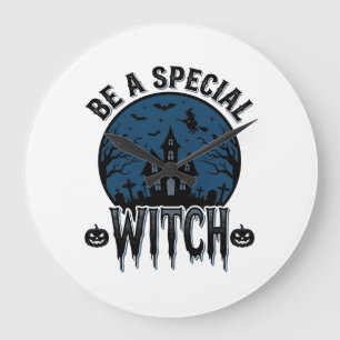 Special Witch Halloween Vintage Engraving Design_1 Large Clock