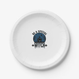 Special Witch Halloween Vintage Engraving Design_1 Paper Plate