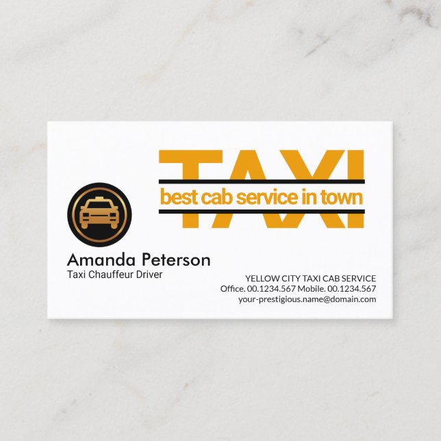 Special Yellow Taxi Signage Taxi Driver Business Card (Front)
