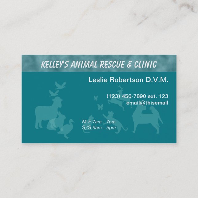 Specialist/ Doctor Animal Services U-pick Colour Business Card (Front)